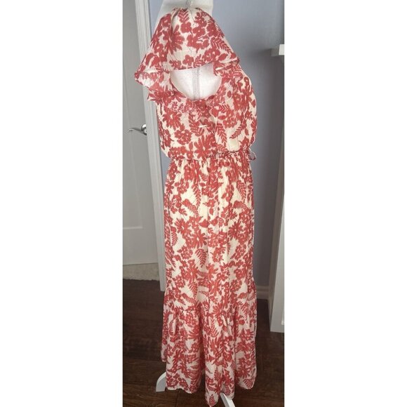 ALL IN FAVOR WOMEN'S MIDI DRESS Feminine Floral Tiered Ruffle Hem Cap Sleeves - Picture 8 of 12